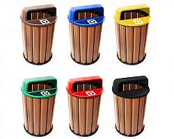 Lixeira feita de madeira Lixeira feita de madeira