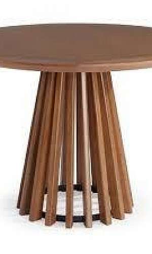 Mesa de madeira com tampo redondo